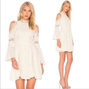 Alice + Olivia Enya Embroidered Cold Shoulder Dress